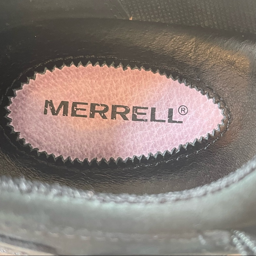 Merrell Black Mary Jane Clog Heels with Silver Buckle - Picture 11 of 12